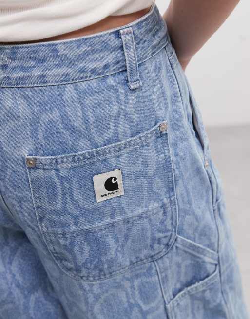 Carhartt WIP Nixon shorts med dobbel knæ og afslappet pasform i blå slangeprint, 3 af 5