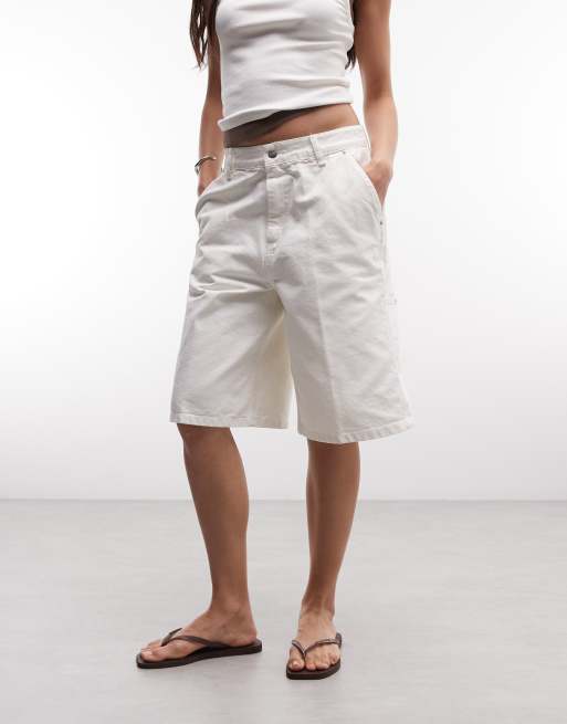 Carhartt WIP Nixon Single Knee relaxed fit denim shorts in white, 2 of 5
