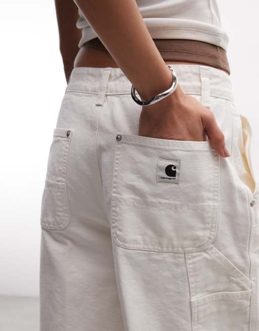 Carhartt WIP Nixon Single Knee relaxed fit denim shorts in white, 5 of 5