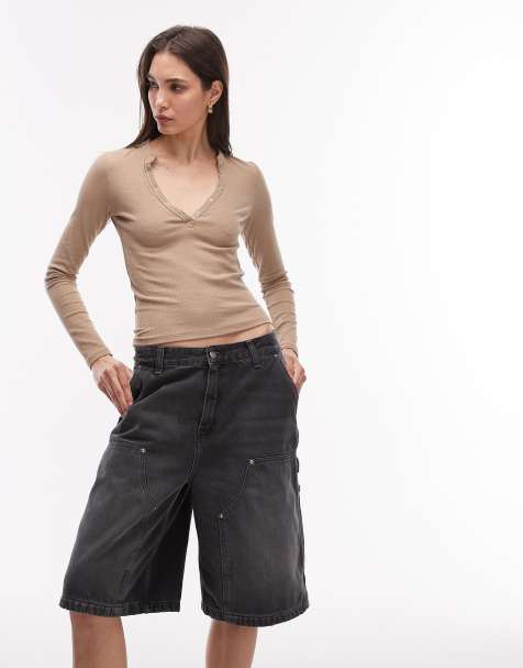 Carhartt WIP – Nixon – Weite Shorts in Schwarz mit doppelter Stofflage im Kniebereich und Abnutzungen - view 1