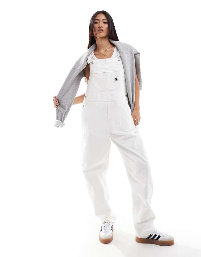 Carhartt WIP norris bib denim dungarees in off white | ASOS
