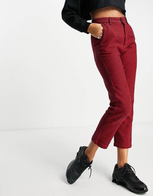 Carhartt WIP Norvell brushed cotton pants in red houndstooth