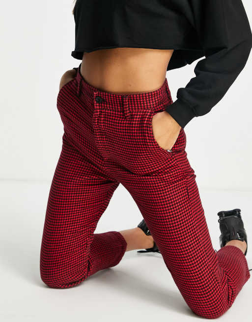 Carhartt WIP norvell brushed cotton trousers in red houndstooth