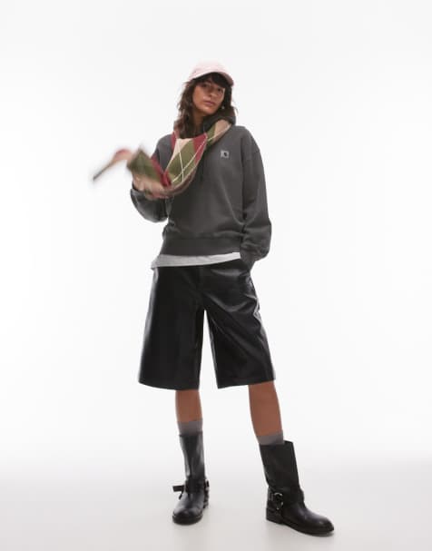 Carhartt WIP norwich faux leather short in black