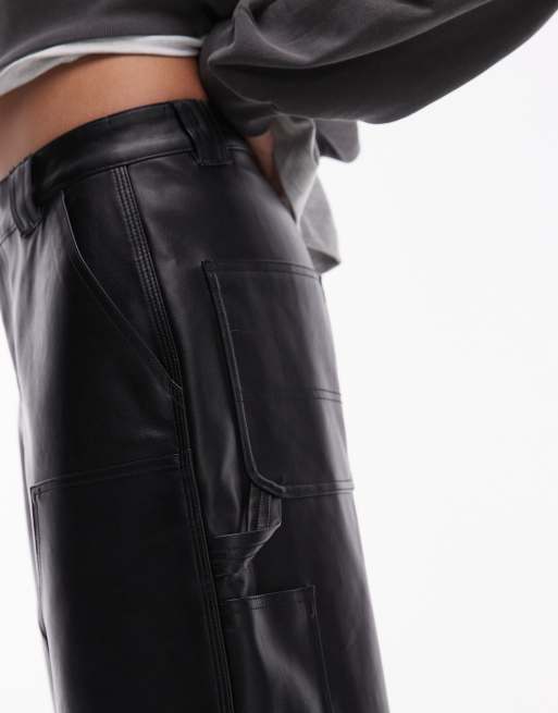 Carhartt WIP – Norwich – Svarta shorts i läderimitation, 5 av 5