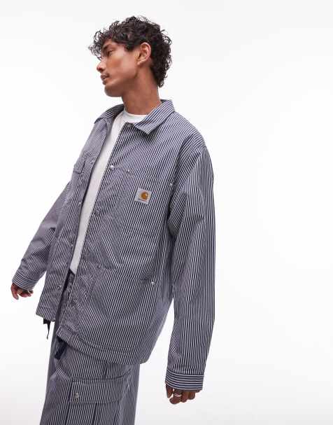 Carhartt WIP - Notus - Coachjack met strepen in blauw - view 1