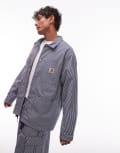 [Carhartt WIP] Carhartt WIP Notus stripe coach jacket in blue-Grey L BLUE