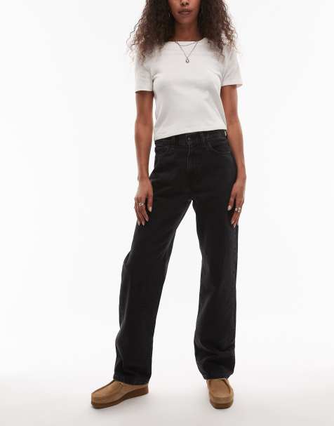 Carhartt WIP noxon high waisted straight leg jeans in black - view 1