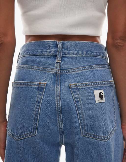 Carhartt WIP - Noxon - Højtaljede jeans med lige ben i afbleget, blå stenvask, 5 af 5