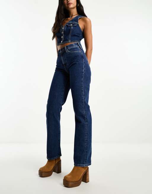 Carhartt WIP – Noxon – Niebieskie jeansy o prostym kroju z podwyższonym stanem