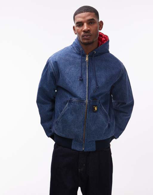 Carhartt WIP - OG Active 50th Anniversary Edition - Giacca double-face color denim lavaggio medio e rosso trapuntato, 2 di 5