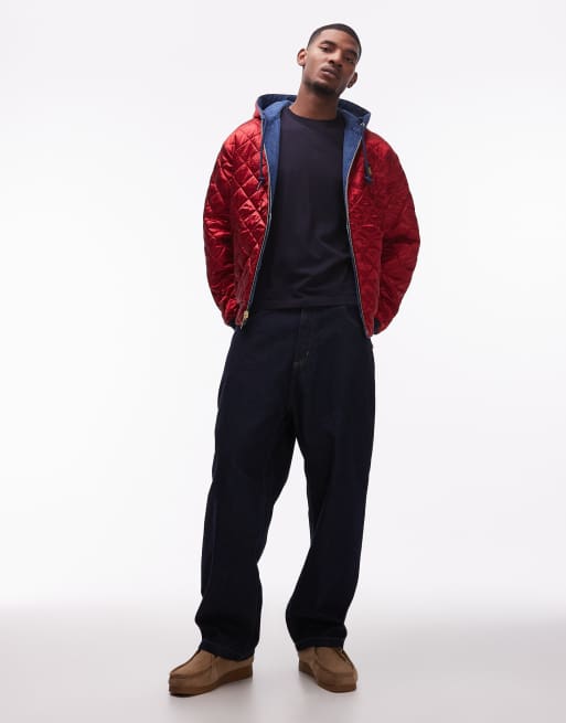 Carhartt WIP - OG Active 50th Anniversary Edition - Giacca double-face color denim lavaggio medio e rosso trapuntato, 3 di 5