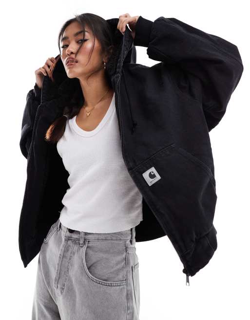 Carhartt WIP – OG Active – Czarna zapinana na zamek kurtka z kapturem