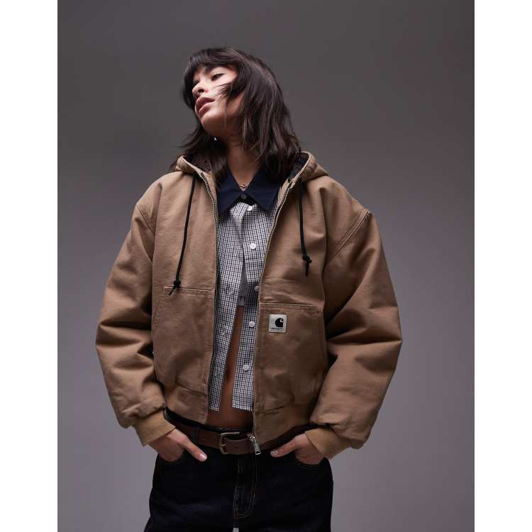 Carhartt WIP OG active hooded zip up jacket in beige | ASOS