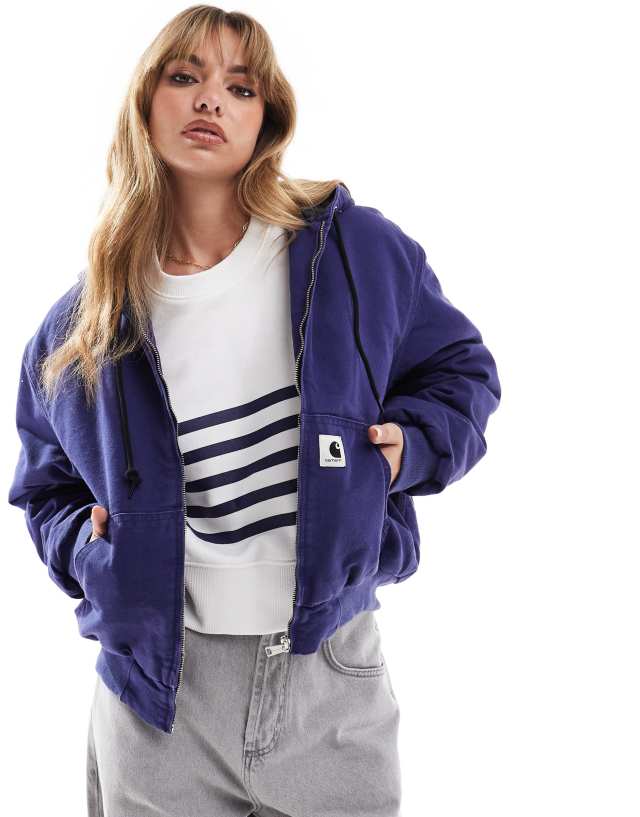 Carhartt WIP OG active hooded zip up jacket in purple | ASOS