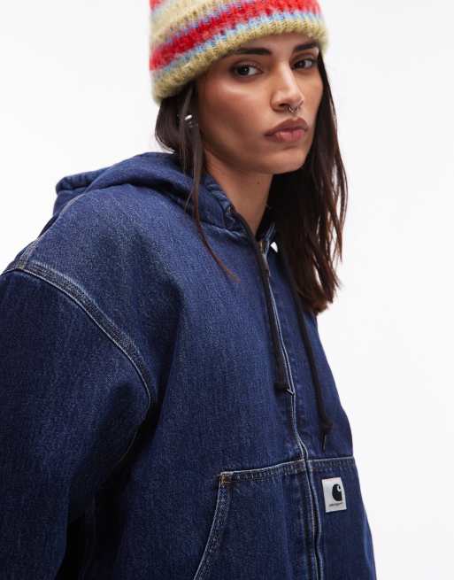 Carhartt WIP – OG Active – Jeansjacke in Mittelblau mit Futter aus Kunstpelz, 4 von 4