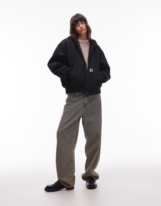 Carhartt WIP – OG Active – Jeansjacke in überfärbtem dunklem Marineblau mit Kunstpelz-Futter, 2 von 4