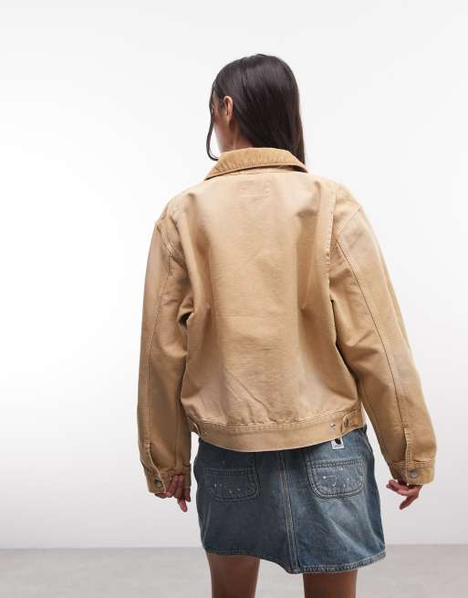Carhartt WIP - OG Arcan - Forvasket brun jakke med dobbelt lynlås, 4 af 4