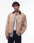[Carhartt WIP] Carhartt WIP OG Arcan graphic back print jacket in beige-Neutral M BEIGE
