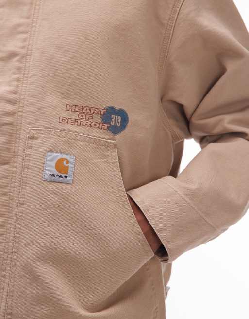 Carhartt WIP OG Arcan graphic back print jacket in beige, 5 of 5