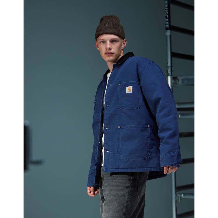 Carhartt WIP OG chore button up jacket in dark blue | ASOS