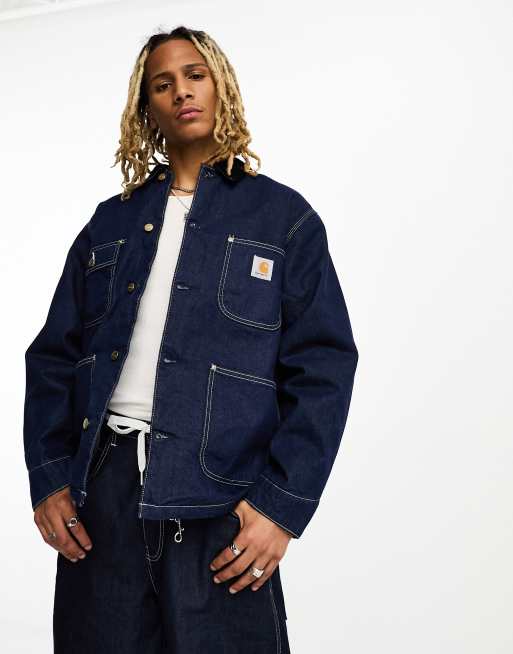 Carhartt WIP denim jacket men's navy blue color