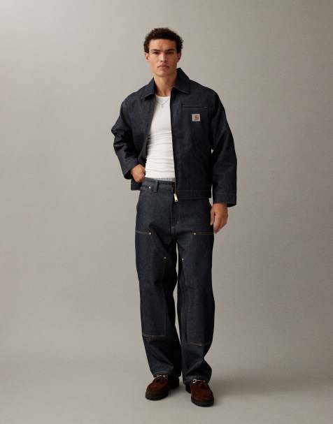 Carhartt WIP – OG – Ciemnoniebieskie luźne jeansy ze sztywnego denimu ze wzmocnionymi kolanami, część zestawu - view 1