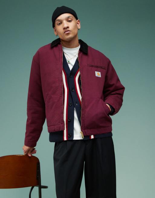 Carhartt WIP – OG Detroit – Bordowa kurtka zapinana na zamek