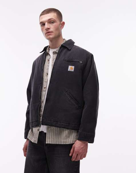 Carhartt WIP - OG Detroit - Denim jack met doorgestikte voering in zwart met wassing - view 1