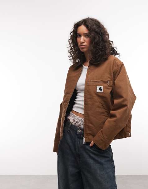Carhartt WIP – OG Detroit – Jacke in Hamilton-Braun mit Kontrastkragen - view 1