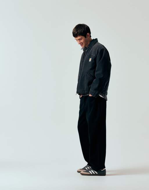Carhartt WIP OG detroit jacket in black grind wash denim with