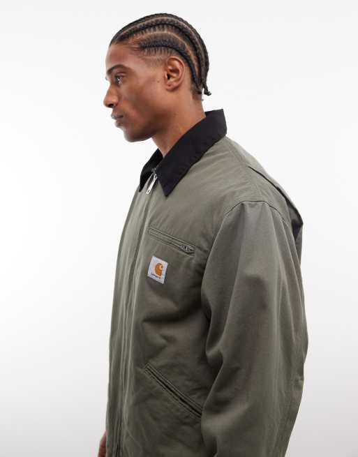 Carhartt WIP OG Detroit jacket with contrast collar in khaki, 3 of 5