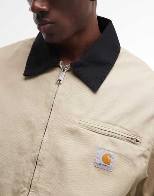 Carhartt WIP OG detroit jacket with contrast collar in off white, 3 of 5