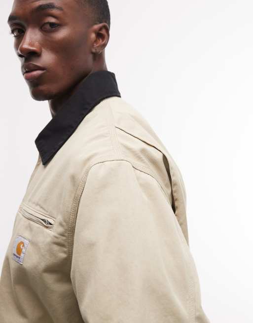 Carhartt WIP OG detroit jacket with contrast collar in off white, 5 of 5