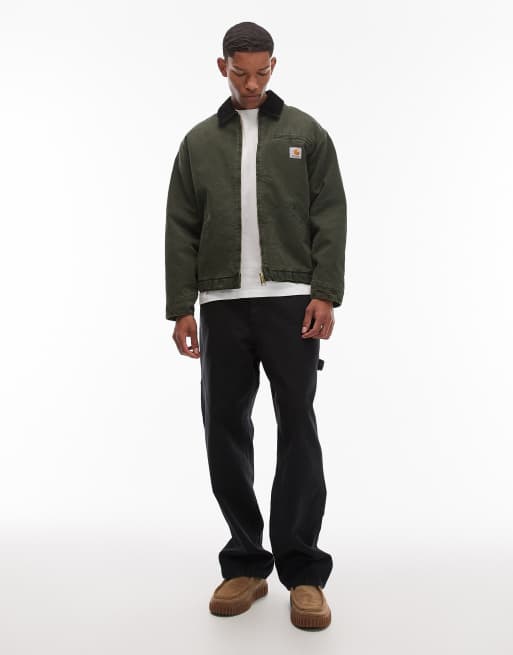 Carhartt WIP OG DETROIT JACKET オリーブブラック Carhartt WIP - OG Detroit Stone Canvas Olive/Black - Kurtka