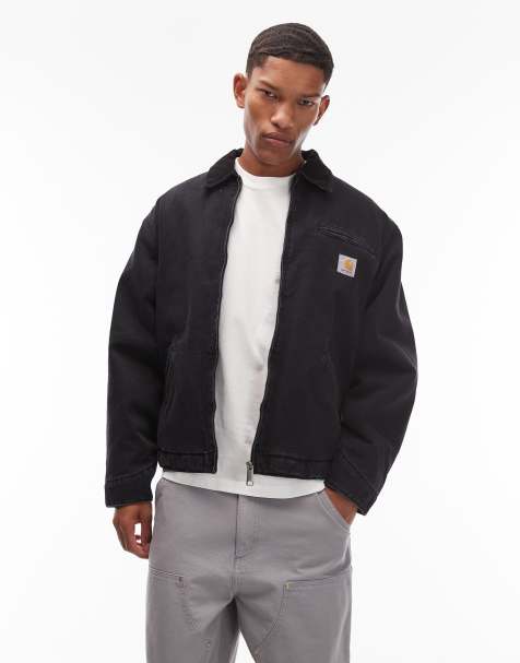 Carhartt WIP – OG Detroit – Svart jeansjacka med fuskpälsfoder - view 1