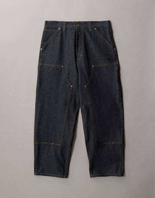 Carhartt WIP - OG Double Knee - Jean d'ensemble rigide coupe ample avec genoux renforcés - Bleu foncé délavé, 5 de 7
