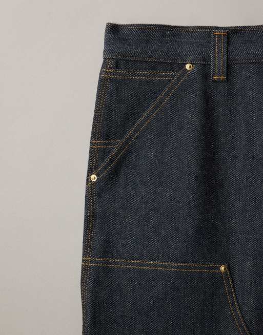 Carhartt WIP - OG Double Knee - Jean d'ensemble rigide coupe ample avec genoux renforcés - Bleu foncé délavé, 7 de 7