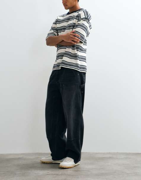 Carhartt WIP OG Double Knee loose fit jeans in washed black with abrasions - view 1