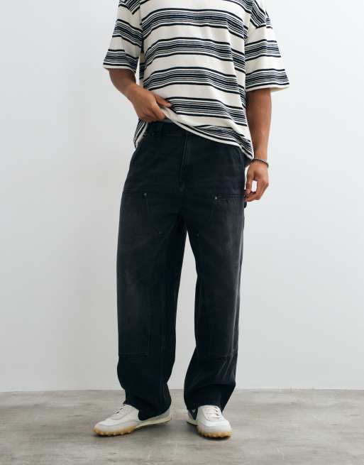 Carhartt WIP OG Double Knee loose fit jeans in washed black with abrasions, 2 of 5