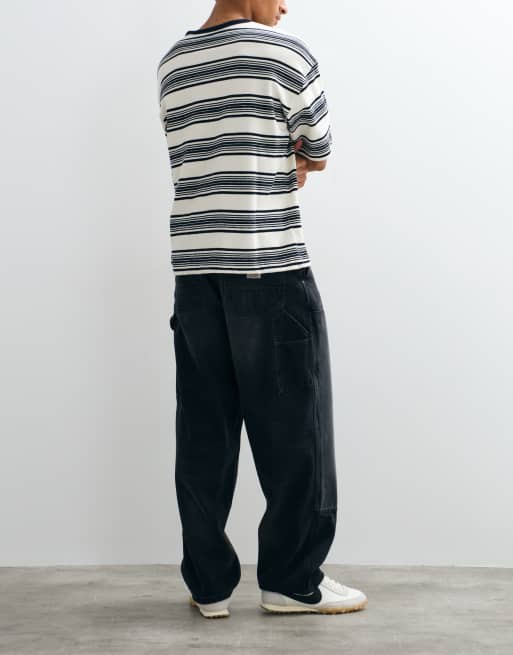 Carhartt WIP OG Double Knee loose fit jeans in washed black with abrasions, 4 of 5