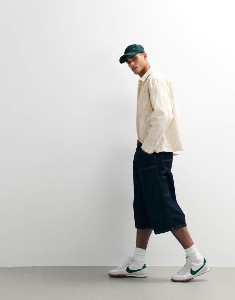 Carhartt WIP OG Double Knee loose fit jorts i blå vask - view 1
