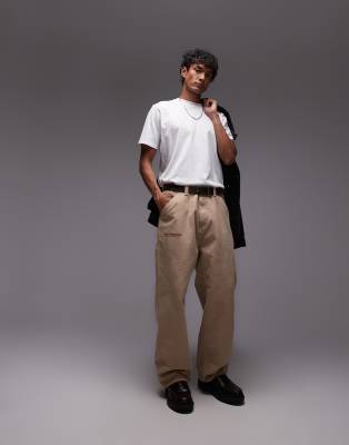 Carhartt WIP - OG - Hose in Beige mit Print und einfacher Stofflage im Kniebereich-Neutral