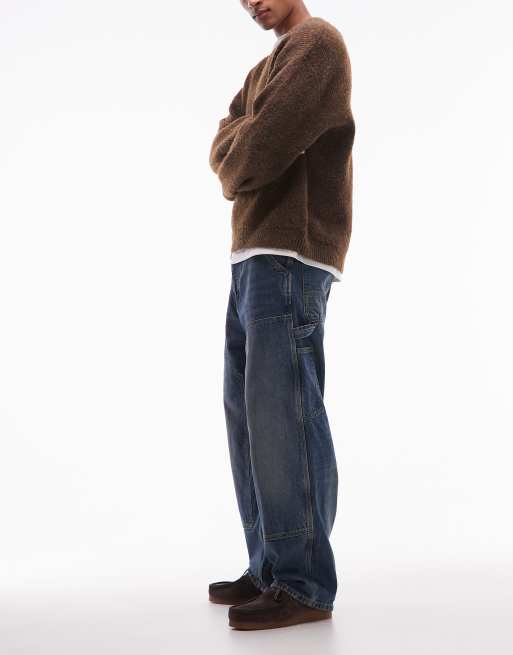 Carhartt WIP - OG - Løstsiddende jeans i blå vask med lige ben og dobbelte knæ, 3 af 5