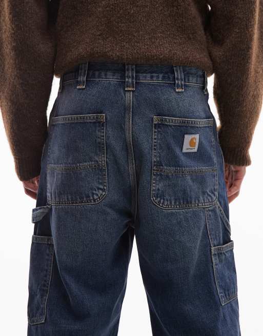 Carhartt WIP - OG - Løstsiddende jeans i blå vask med lige ben og dobbelte knæ, 4 af 5