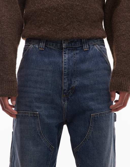 Carhartt WIP - OG - Løstsiddende jeans i blå vask med lige ben og dobbelte knæ, 5 af 5