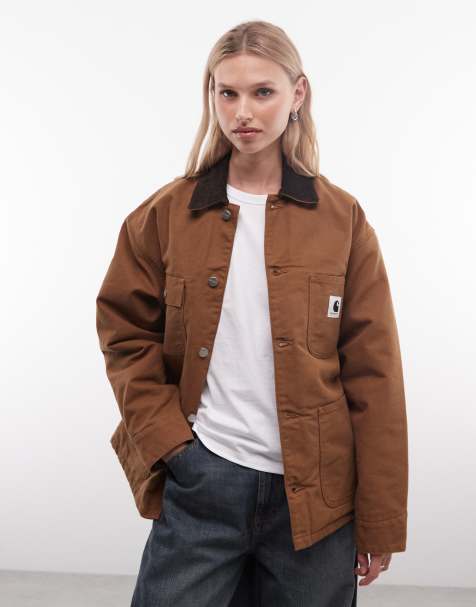 Carhartt WIP OG Michigan coat with contrast collar in hamilton brown - view 1