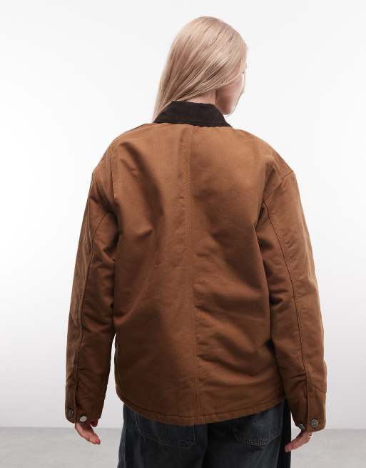 Carhartt WIP OG Michigan coat with contrast collar in hamilton brown, 4 of 4