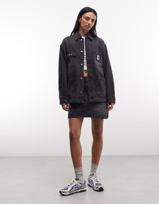 Carhartt WIP – OG Michigan – Jeansjacke in schwarzer Waschung mit Farbspritzer-Effekt, Kombiteil, 2 von 4