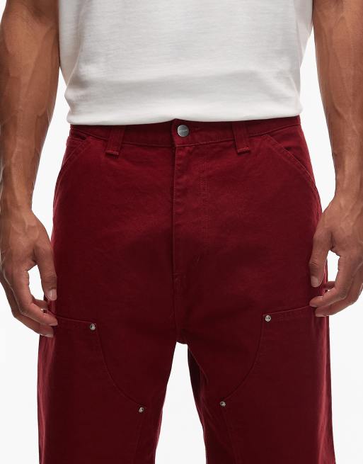 Carhartt WIP - OG - Pantaloni ampi rossi con ginocchia doppiate, 5 di 5